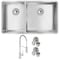 Elkay 18 Gauge SS 31-1/2" x 18-1/2" x 9" 40/60 Double Bowl Undermount Sink and Faucet Kit w/ Drain ECTRU32179LTFCC - alternate 1